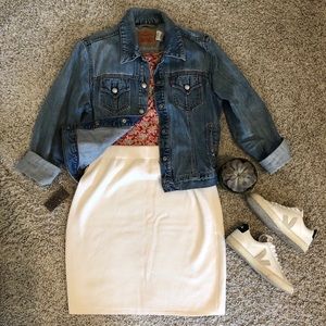 Cream Knit John Pencil Skirt Santana Size 8